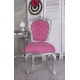 Scaun baroc din lemn masiv argintiu cu tapiterie fucsia