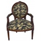 Scaun baroc din lemn mahon cu tapiterie camuflaj