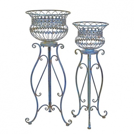 Set doua jardinere din fier forjat antik blue