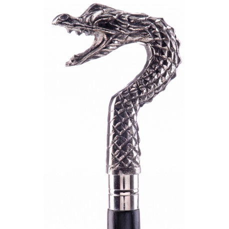 Baston lemn masiv cu maner dragon