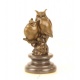 Doua bufnite pe o creanga-statueta din bronz