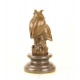 Doua bufnite pe o creanga-statueta din bronz