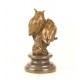 Doua bufnite pe o creanga-statueta din bronz