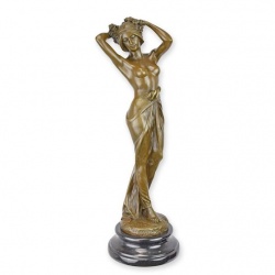 Femeie seminud-statueta din bronz cu un soclu din marmura