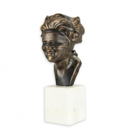Femeie legata la ochi-statueta din fonta cu soclu marmura
