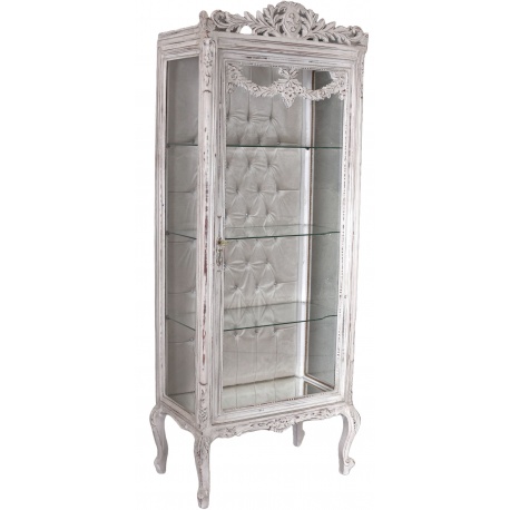 Vitrina baroc din lemn masiv alb