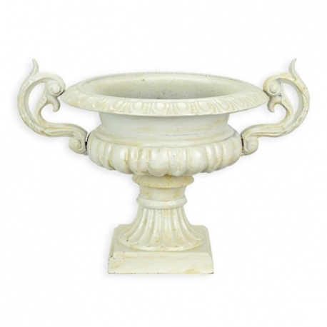 Amfora din fonta antik white pentru gradina