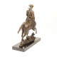 Ludovic al XV-lea călare-statueta din bronz pe un soclu din marmura