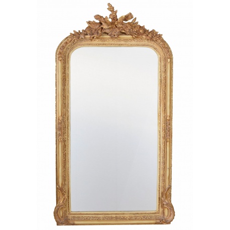 Oglinda Rococo din cristal cu o rama aurie