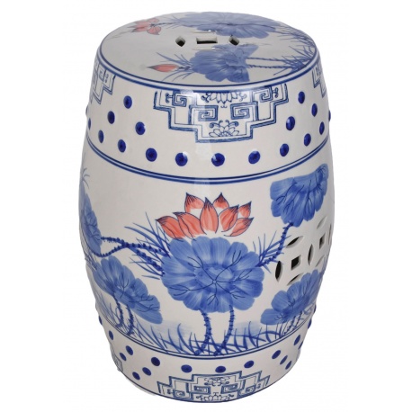 Scaun ceramica asiatica cu lotusi