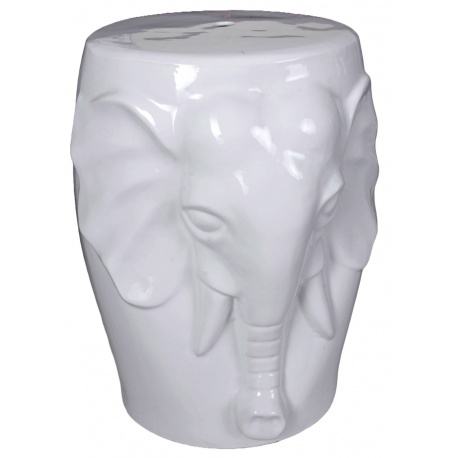 Scaun ceramica asiatica alba cu elefant