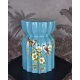 Scaun ceramica asiatica bleu cu flori si pasari
