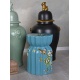Scaun ceramica asiatica bleu cu flori si pasari