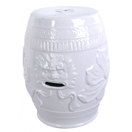 Scaun ceramica asiatica alba cu dragoni