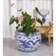 Jardiniera ceramica alb/albastra