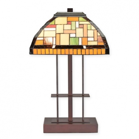 Lampa de masa Tiffany cu decor geometric