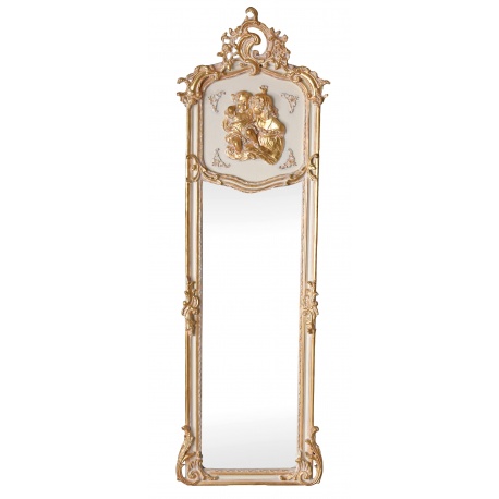 Oglinda Rococo alba cu decoratiuni aurii