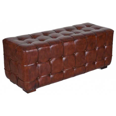 Banca Chesterfield din lemn masiv cu tapiterie din piele