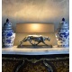 Lampa de masa cu un leopard argintiu
