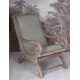 Fotoliu din lemn tec cu tapiterie piele gri