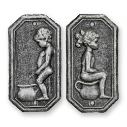 Set plachete decorative usa toaleta argintii