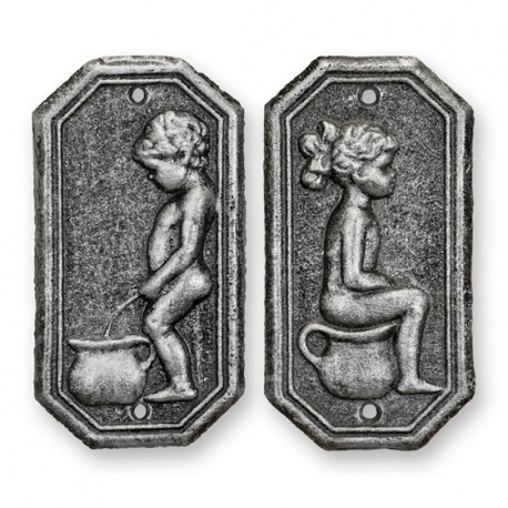 Set plachete decorative usa toaleta argintii