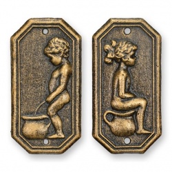 Set plachete decorative usa toaleta bronz