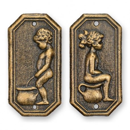Set plachete decorative usa toaleta bronz