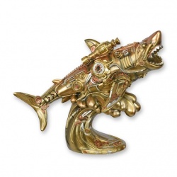 Rechin alb-statueta steampunk din rasini