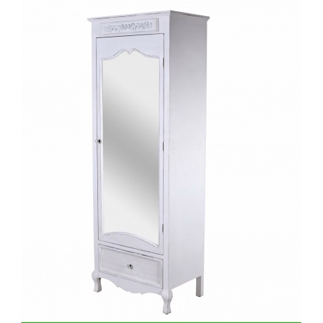 Dulap din lemn masiv alb antichizat cu oglinda