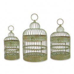 Set trei colivii din fier forjat antik green