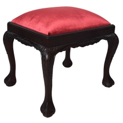 Scaunel toaleta din lemn masiv mahon cu tapiterie rosie