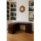 Birou englezesc de colt din lemn masiv mahon cu piele rosie
