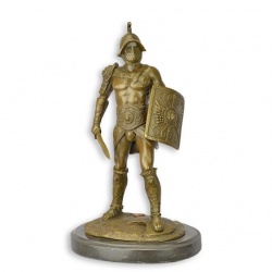 Gladiator-statueta din bronz cu un soclu din marmura