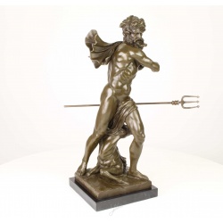 Neptun-statueta din bronz cu un soclu din marmura