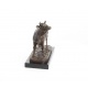 Vaca-statueta din bronz masiv cu un soclu din marmura