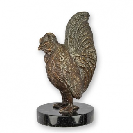 Cocos-statueta din bronz cu soclu din marmura