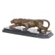 Leopard-statueta Art Deco din bronz cu soclu din marmura