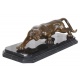 Leopard-statueta Art Deco din bronz cu soclu din marmura
