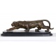 Leopard-statueta Art Deco din bronz cu soclu din marmura