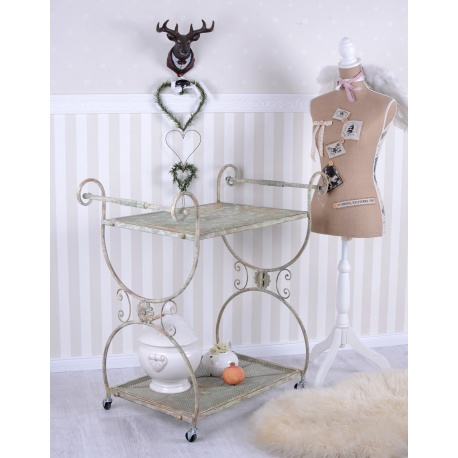 Carucior ceai Shabby Chic din metal antichizat