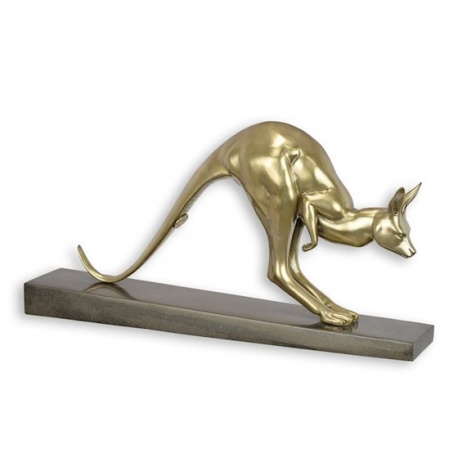 Cangur-statueta din bronz cu un soclu din marmura