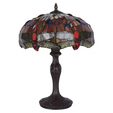Lampa de masa Tiffany cu libelule si flori