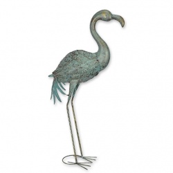 Flamingo decorativ din metal antik grey