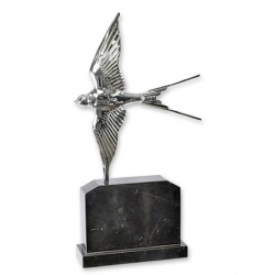 Randunica in zbor-statueta din bronz cu un soclu din marmura