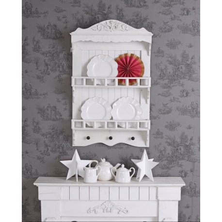 Blidar din lemn masiv antichizat alb