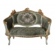 Sofa Rococo din lemn masiv cu tapiterie catifea verde