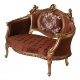 Sofa Rococo din lemn masiv cu tapiterie maro cu Cupidoni