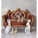 Sofa Rococo din lemn masiv cu tapiterie maro cu Cupidoni