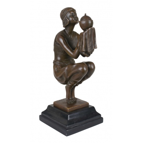 Oblivion-statueta Art Deco din bronz cu soclu din marmura